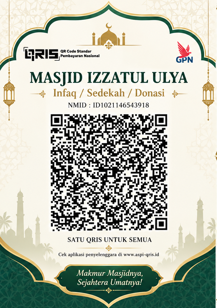 QRIS resmi infak dan sedekah Masjid Izzatul Ulya, NMID ID1021146543918